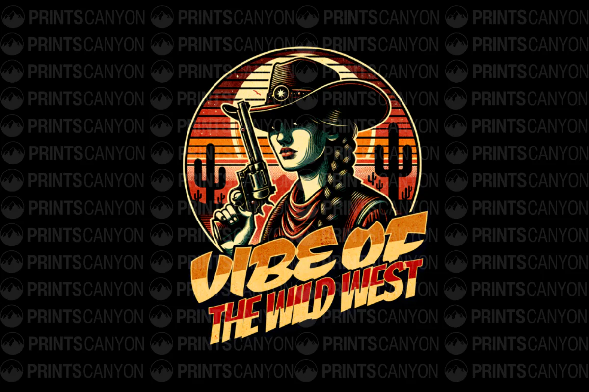 Wild West Vibes Vintage Cowboy Cowgirl T-Shirt Design
