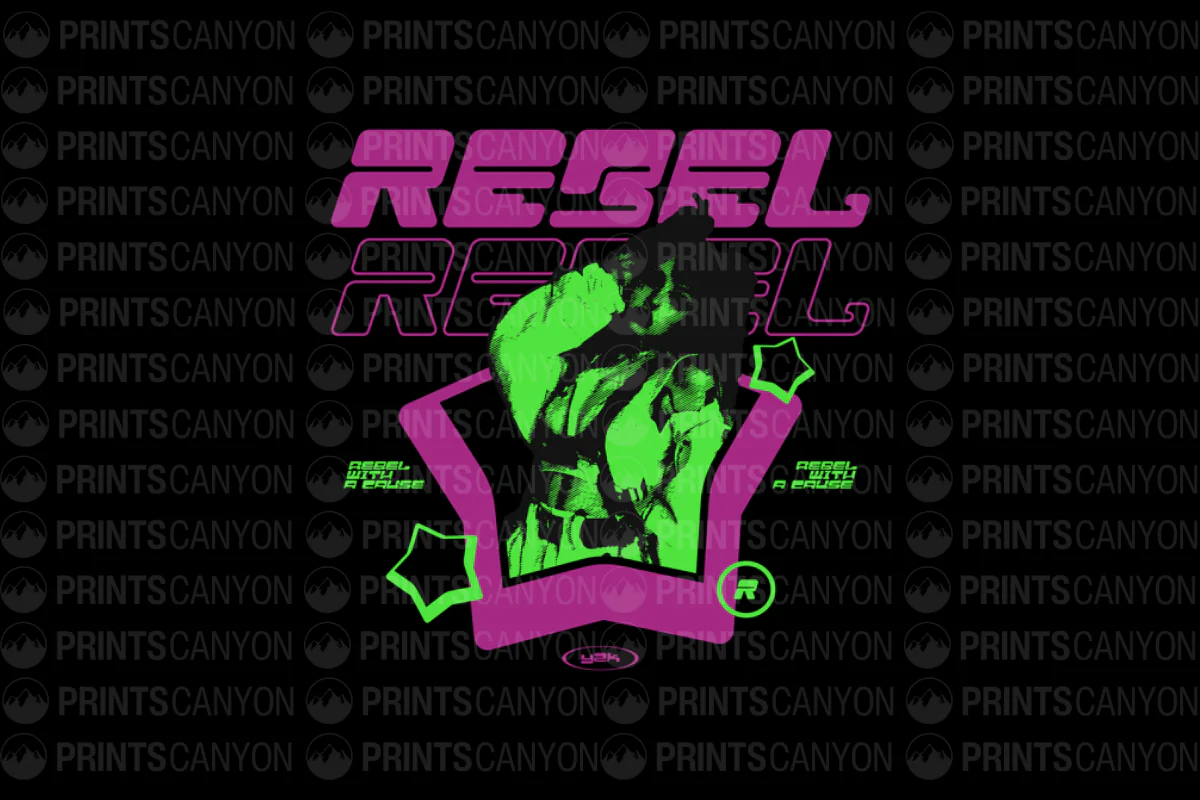 Rebel with a Cause Retro T-Shirt Design Printable Digital File