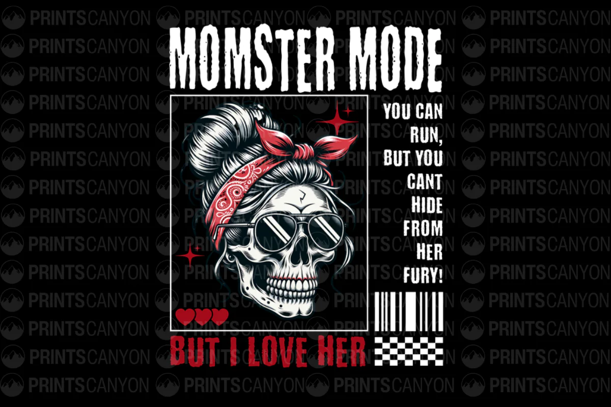 Momster Mode T-Shirt Design You Can Run But Can't Hide From Her Fury Halloween Print