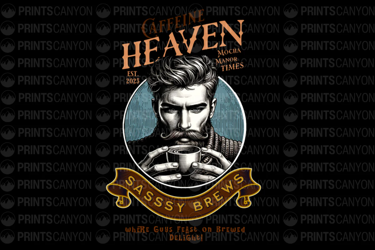 Sassy Brews Caffeine Heaven Coffee Lover T-Shirt Design