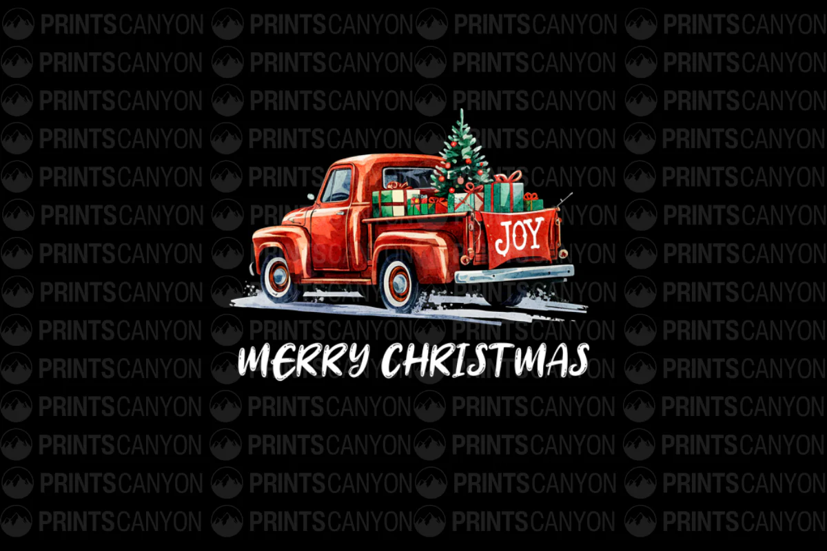 Vintage Christmas Truck with Joyful Gifts and Tree T-Shirt Design