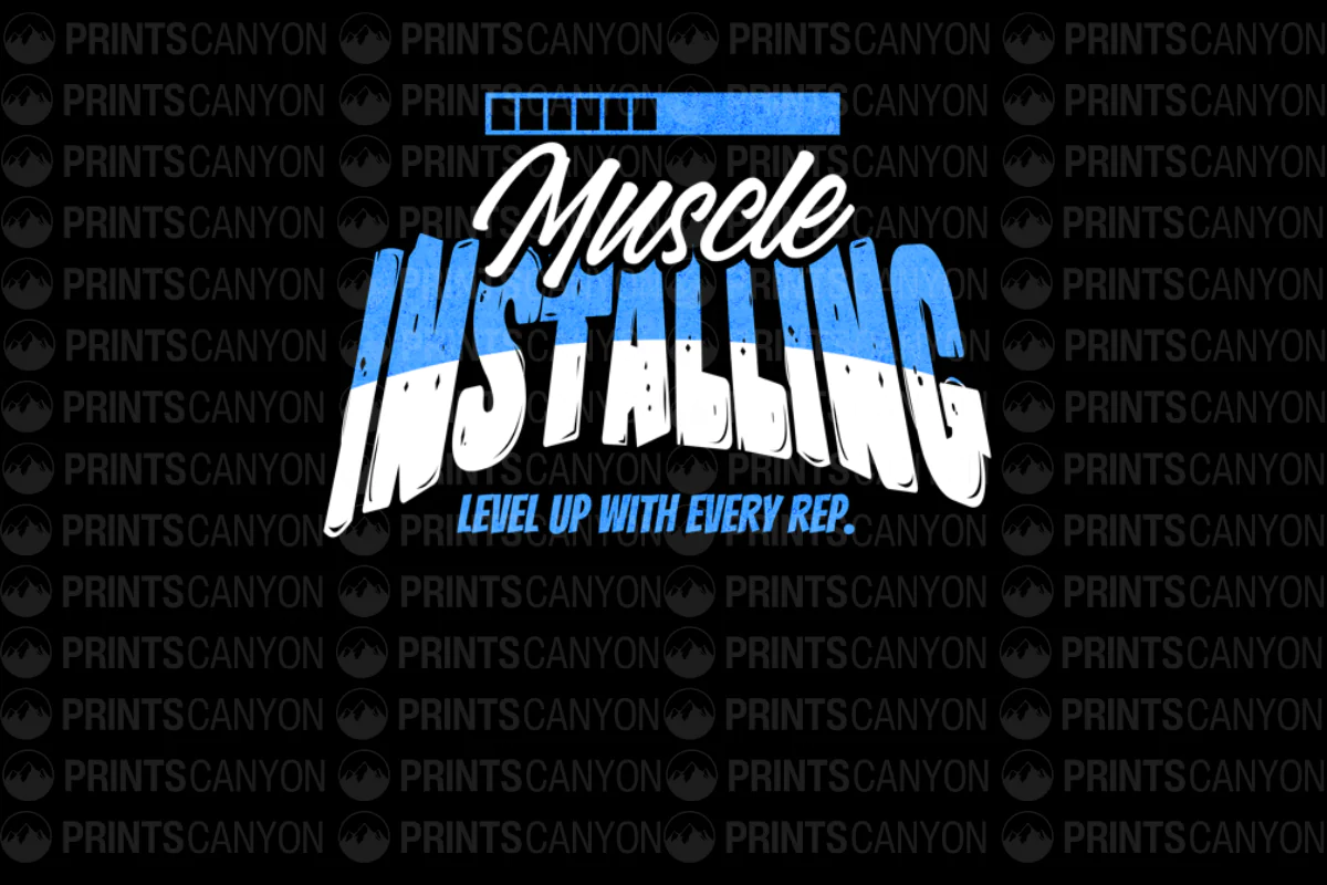 Muscle Installing T-Shirt Design Level Up with Every Rep Workout Motivation