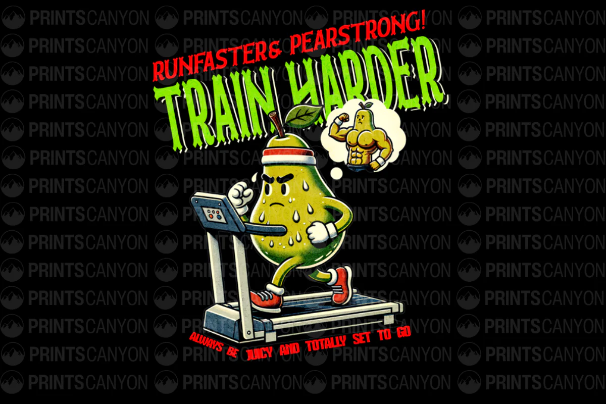 Train Harder Pear T-Shirt Design for Fitness Lovers