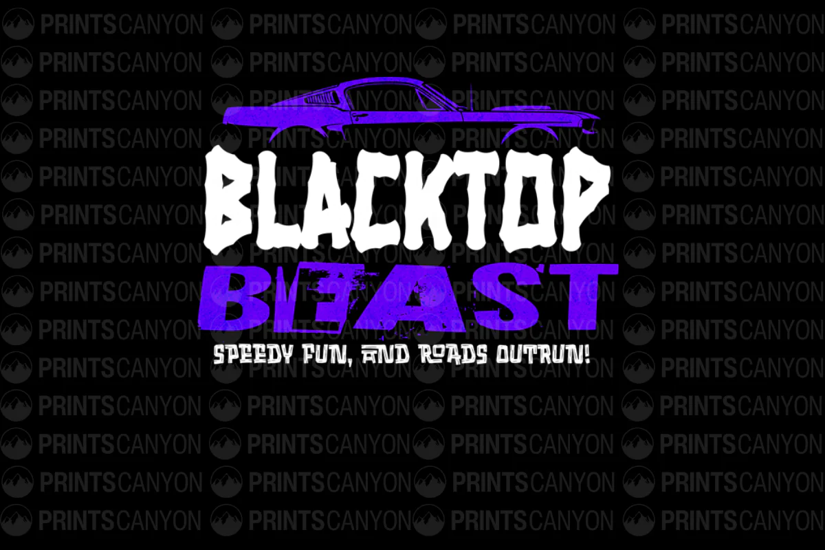 Blacktop Beast T-shirt Design Speedy Fun and Roads Outrun Graphic Art Printable File