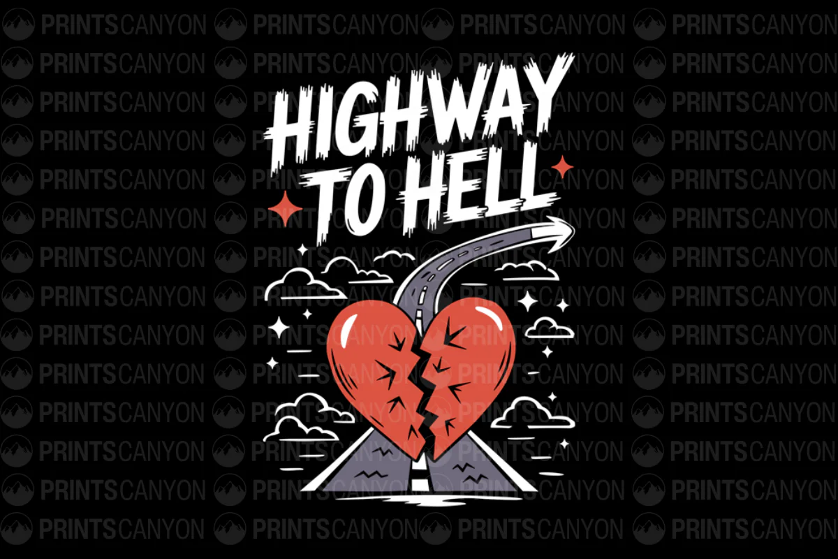 Highway to Hell Broken Heart T-Shirt Design