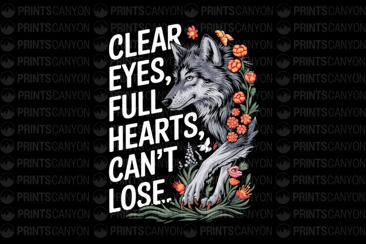 Wolf and Floral T-Shirt Design with Inspiring Quote