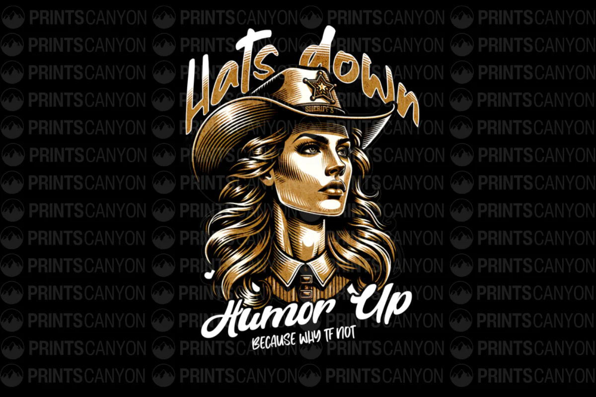 Hats Down Humor Up T-Shirt Design for Fun and Quirky Style