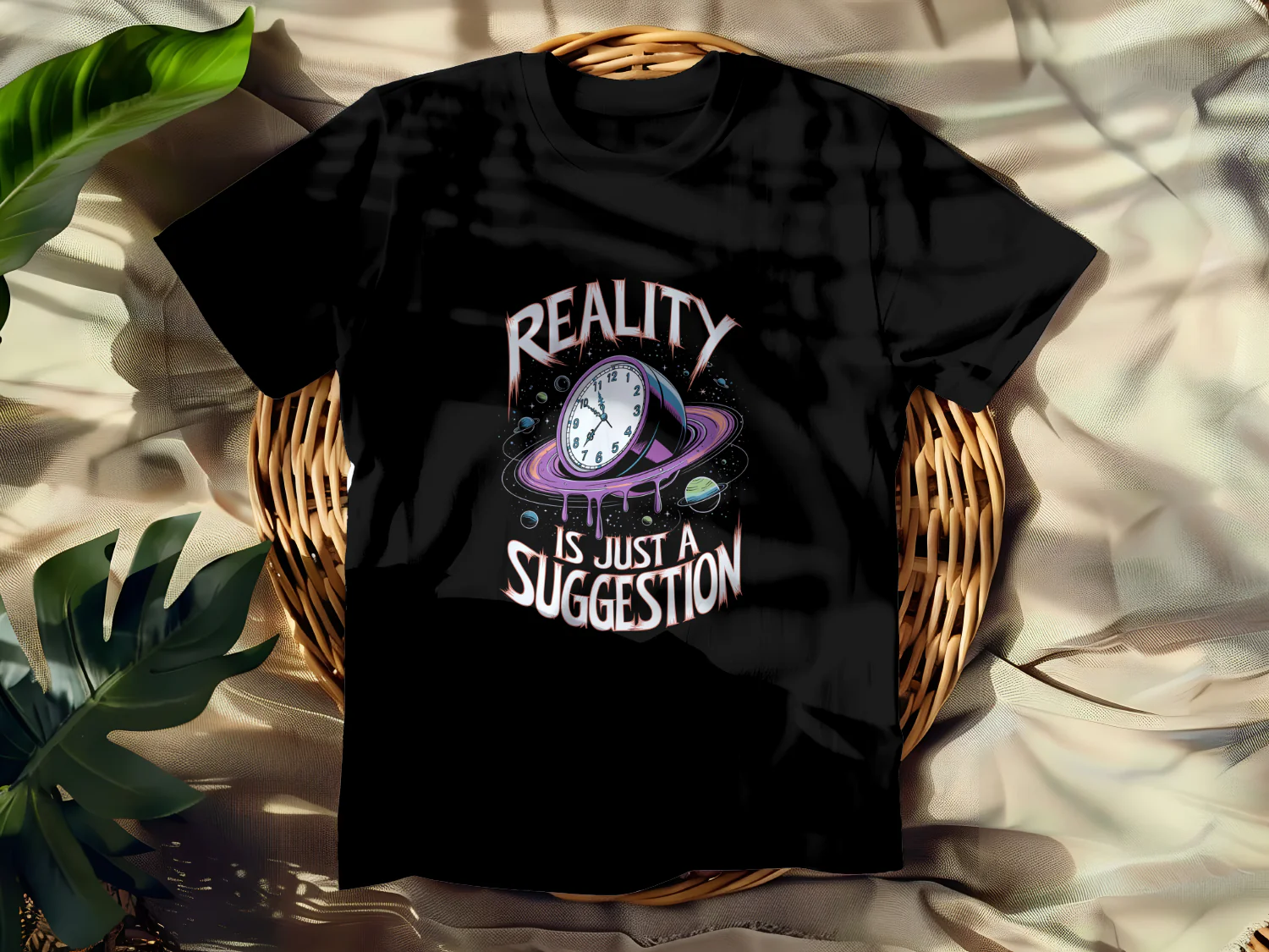Reality is Just a Suggestion Retro Clock Space Graphic Design T-Shirt