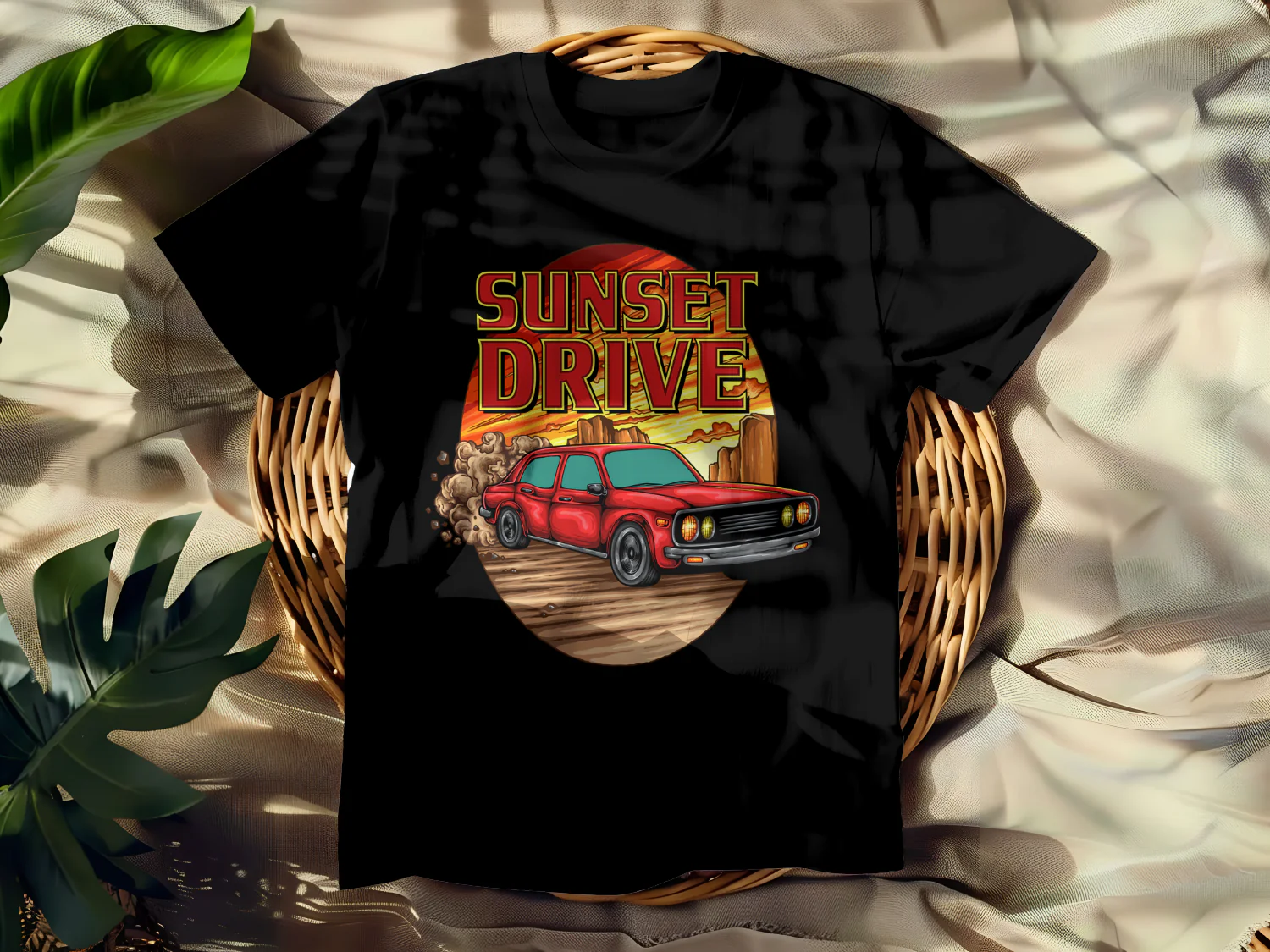 Sunset Drive Vintage Car Graphic Tee
