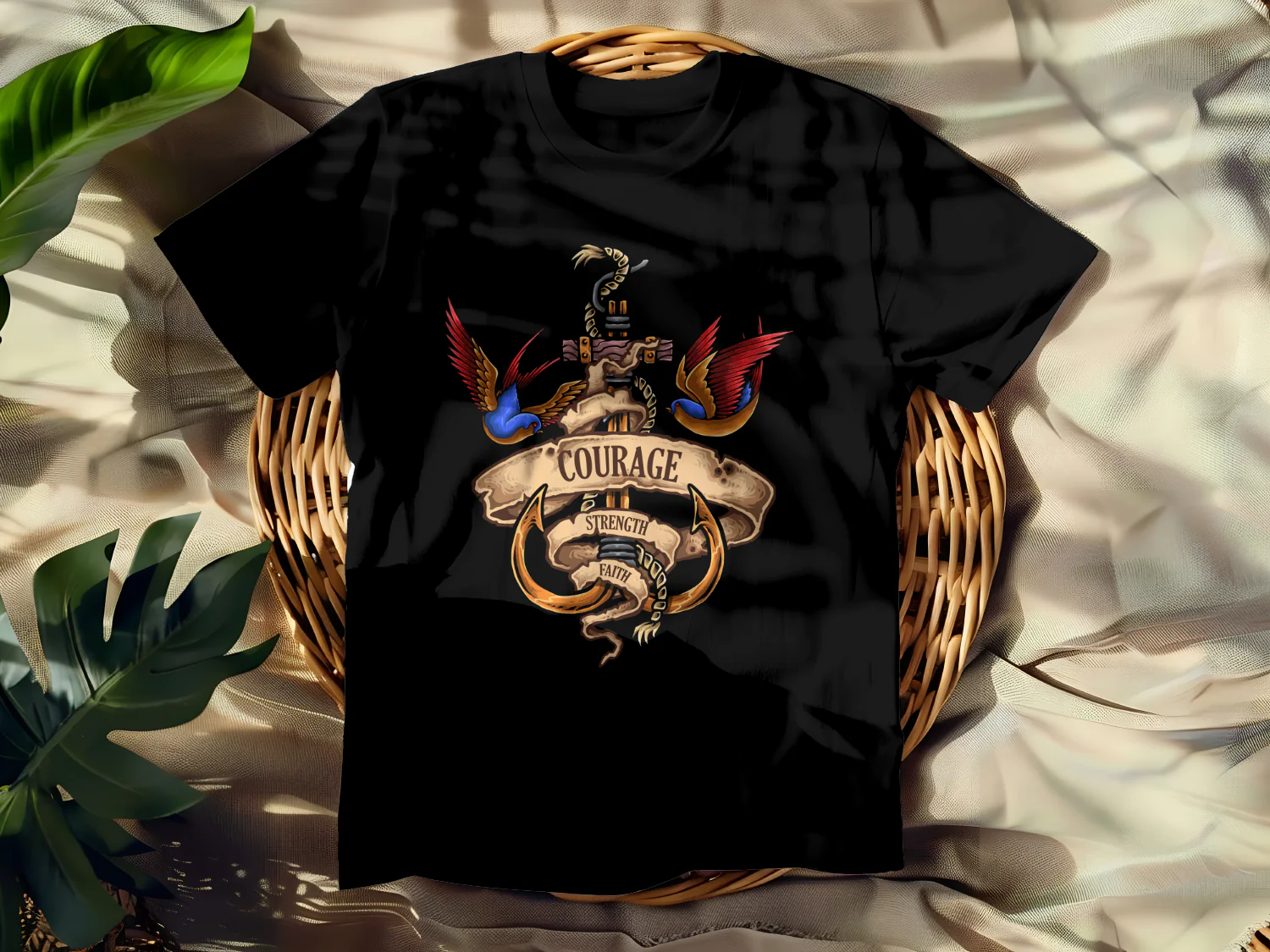 Courage Strength Faith Nautical Tattoo Design for Bold Expressions