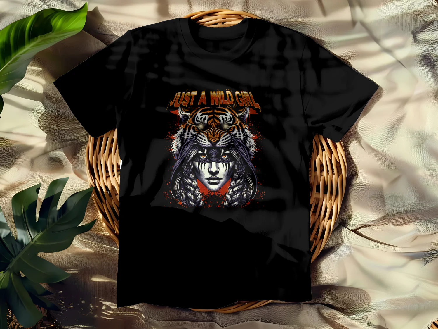 Just a Wild Girl Graphic Tee with Fierce Tiger Design