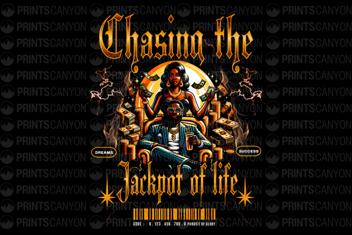 Chasing the Jackpot of Life T-Shirt Design for Dreamers and Achievers