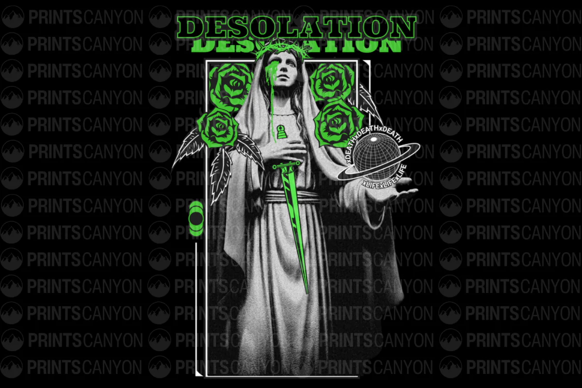 Desolation: Dark Art Print with Roses and Iconic Imagery for Unique Home Decor