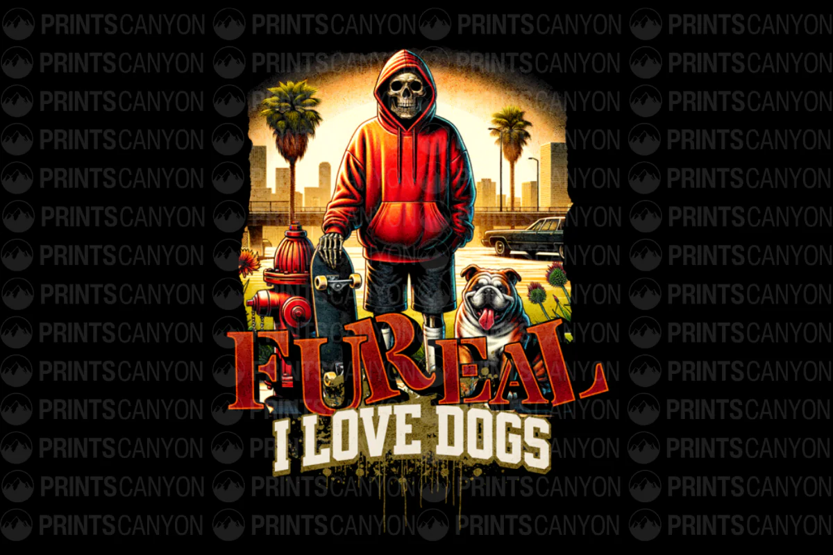FurReal Love for Dogs Graphic Tee with Skull and Bulldog Design