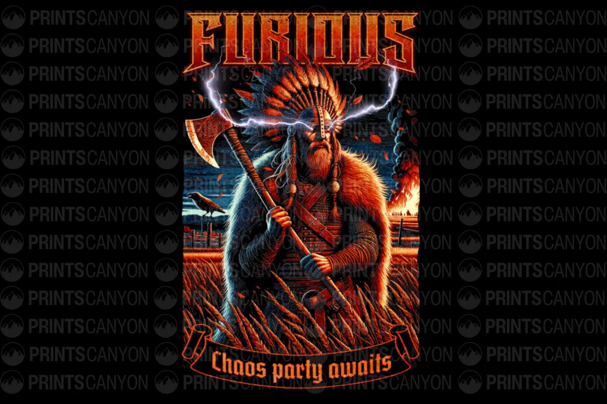 Furious Viking Artwork Chaos Party Awaits T-Shirt Design