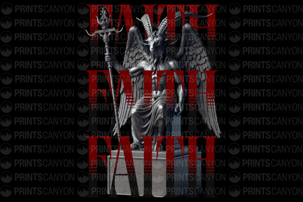 Demonic Faith: Dark Art Sculpture of the Horned God with Wings and Staff