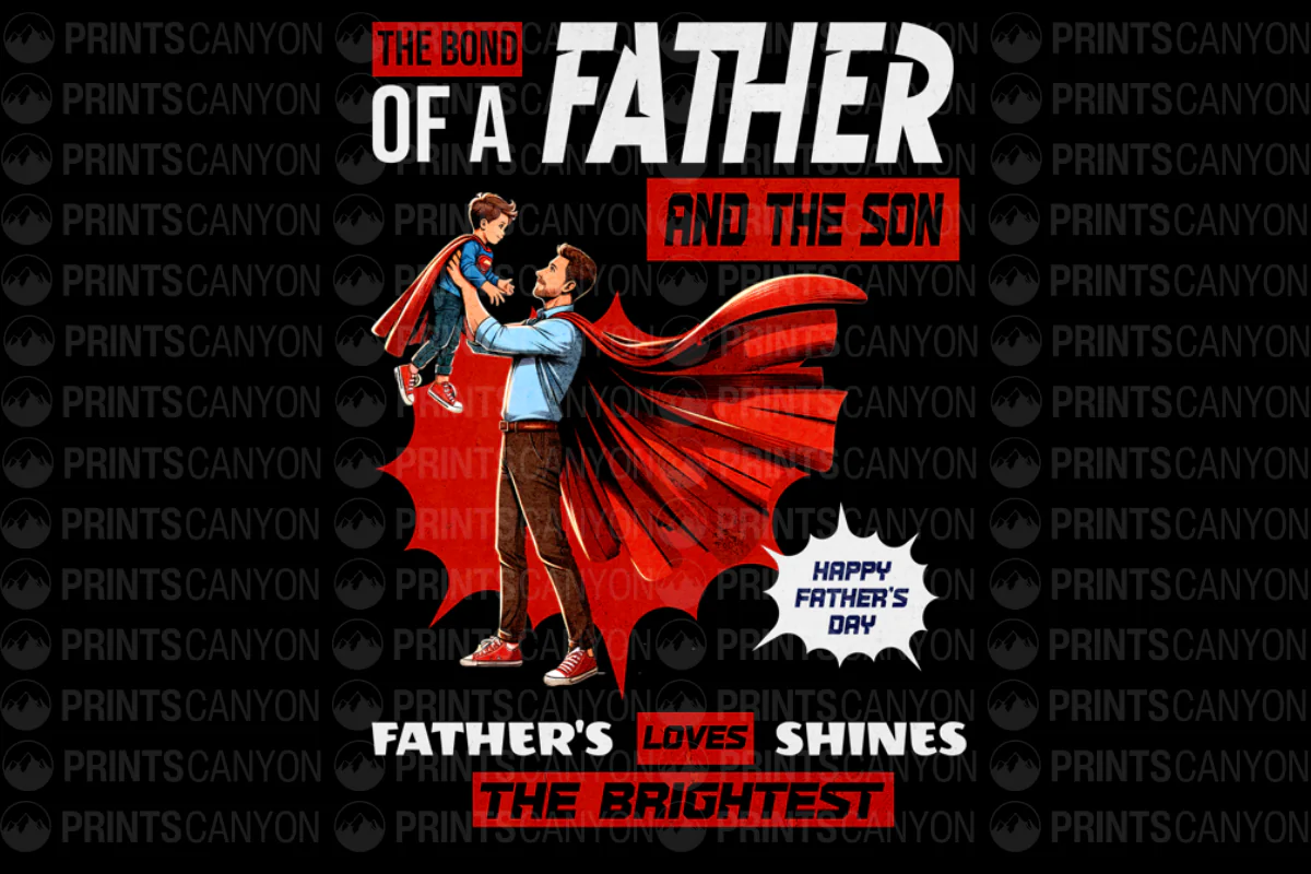 Father and Son Superhero Bond T-Shirt Design for Happy Father's Day