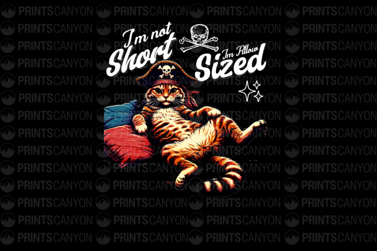 I'm Not Short I'm Pillow Sized Cat Pirate T-Shirt Design
