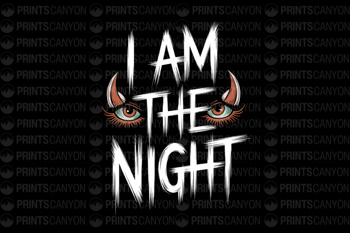 I Am The Night T-Shirt Design with Eyes and Horns Graphics