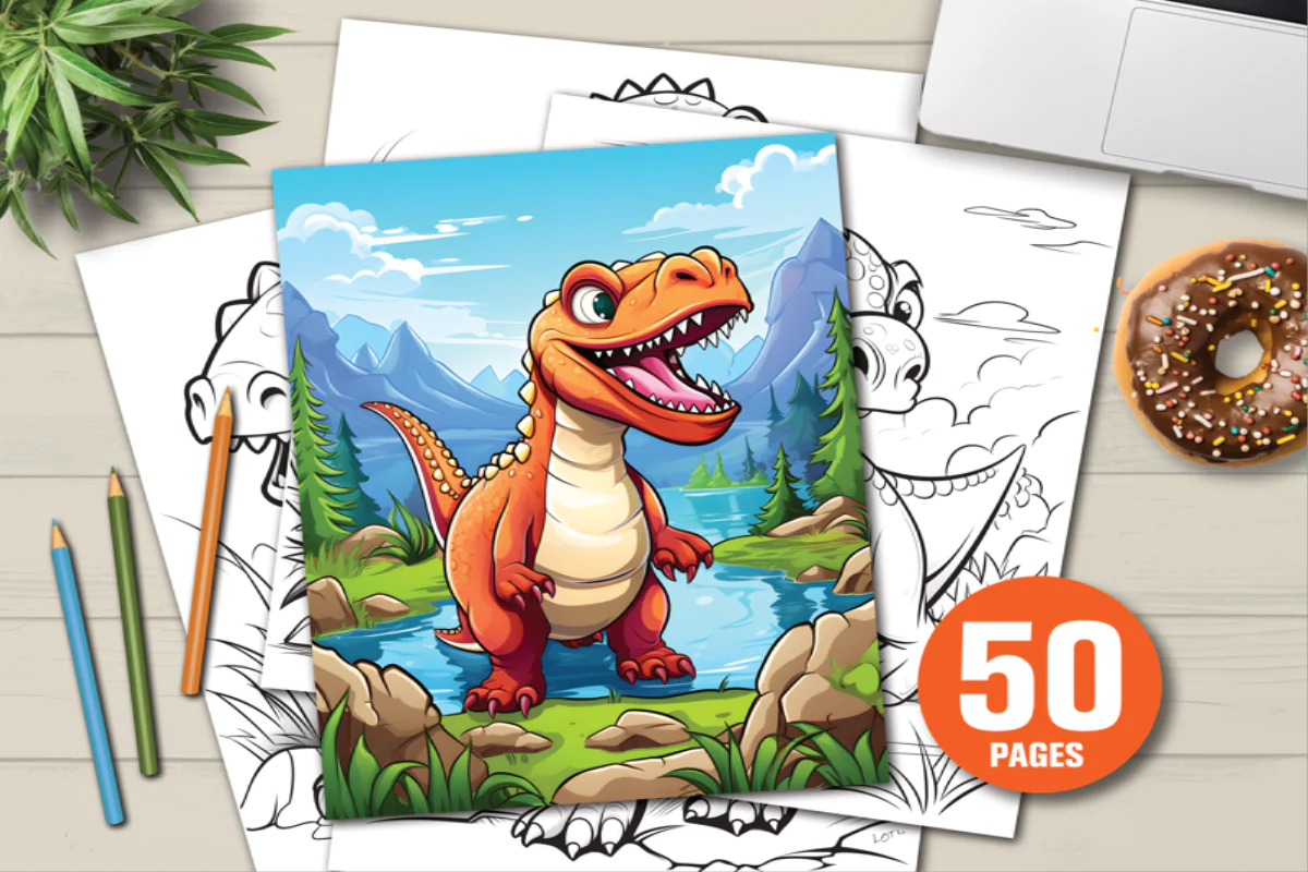 Dino Adventure Coloring Book 50 Fun Pages for Creative Kids and Dinosaur Lovers