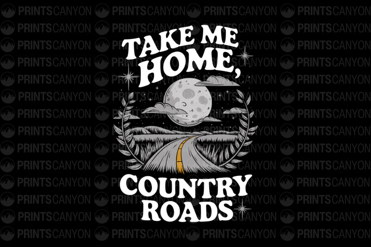 Take Me Home, Country Roads Moonlit T-Shirt Design