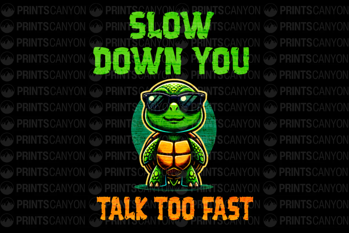 Slow Down You Talk Too Fast Funny Turtle T-Shirt Design