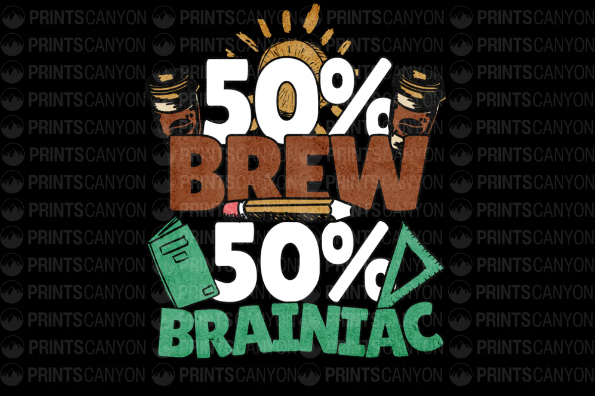 50% Brew 50% Brainiac Coffee Lovers T-Shirt Design