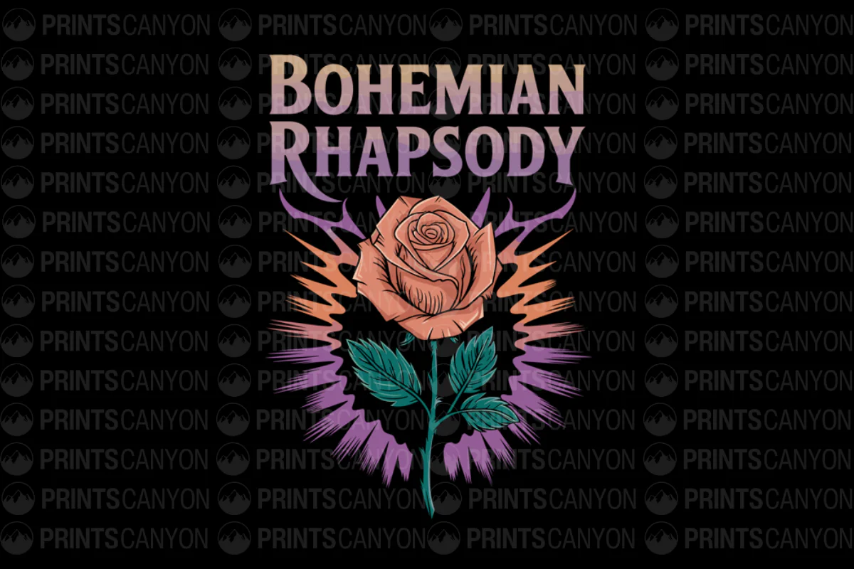 Bohemian Rhapsody Rose T-Shirt Design for Music Lovers and Fans