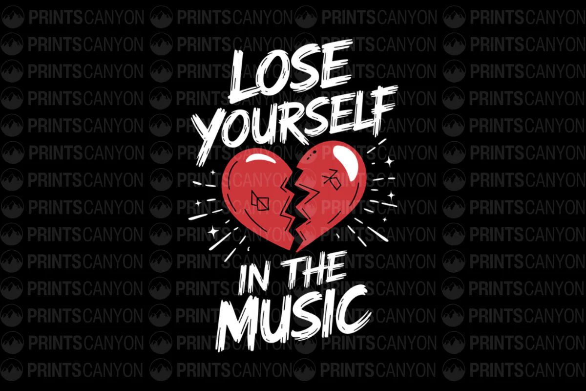 Lose Yourself in the Music Broken Heart Tshirt Design