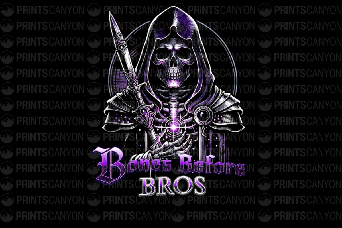 Bones Before Bros Skull T-Shirt Design for Halloween or Gothic Style Apparel