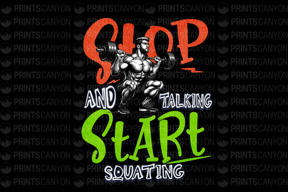 Stop Talking Start Squatting Fitness T-Shirt Design