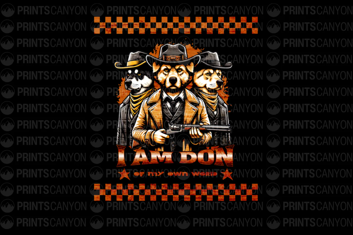 I Am Don of My Own World T-Shirt Design Featuring Cool Dog Cowboys