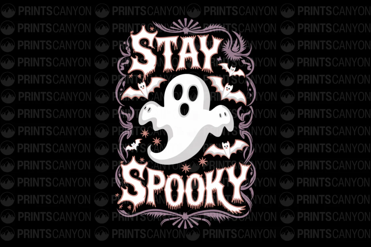 Stay Spooky Ghost and Bat Halloween T-Shirt Design