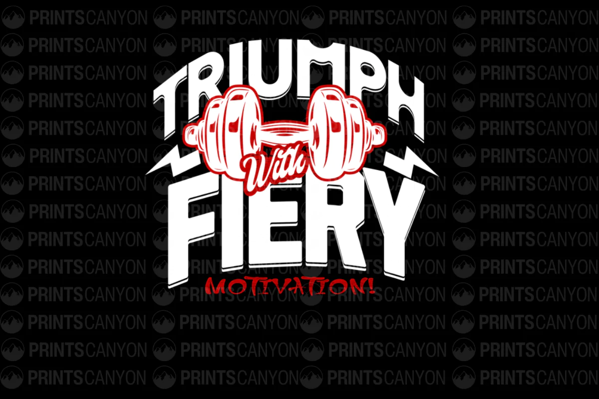 Triumph With Fiery Motivation T-Shirt Design