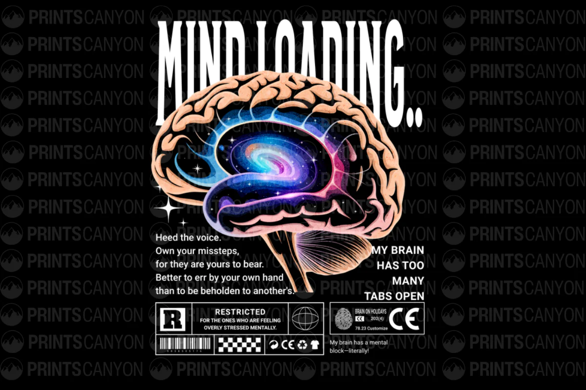 Mind Loading T-Shirt Design for Stress Awareness and Mental Health Humor