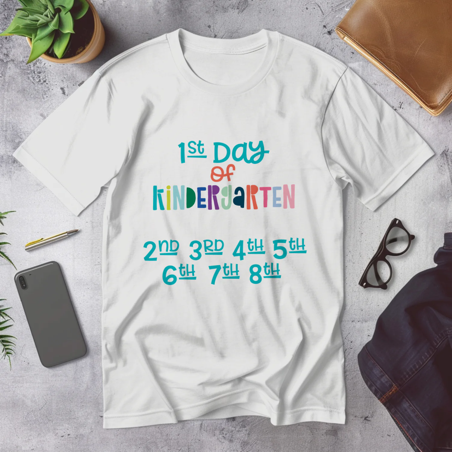 First Day of Kindergarten Sign with Dates for 2nd to 8th Grade Children