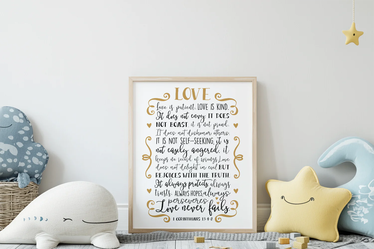 Love Is Patient Wall Art Inspirational 1 Corinthians 13:4-8 Home Decor Print
