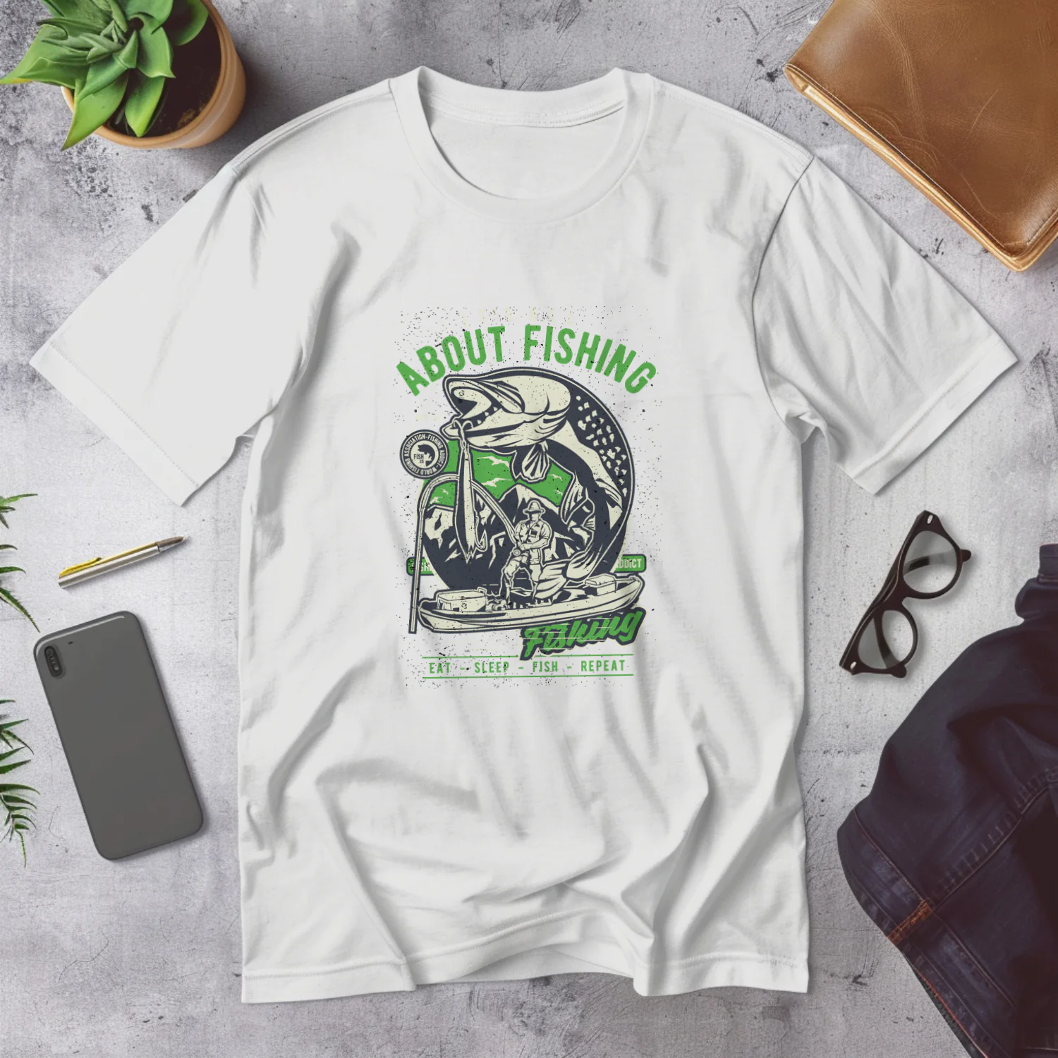 Fishing Enthusiast T-Shirt - Eat Sleep Fish Repeat Design for Anglers and Fishing Lovers