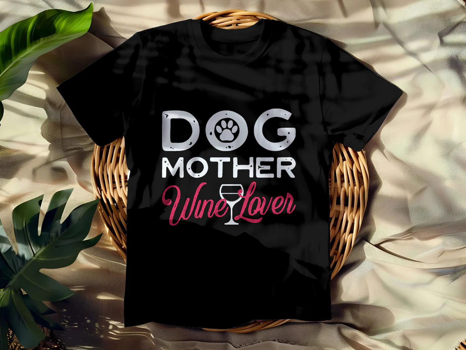 Dog Mother Wine Lover T-Shirt Gift for Pet Owners and Wine Enthusiasts