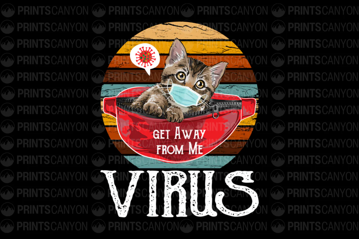 Get Away From Me Virus Cute Cat Masked Graphic Tee