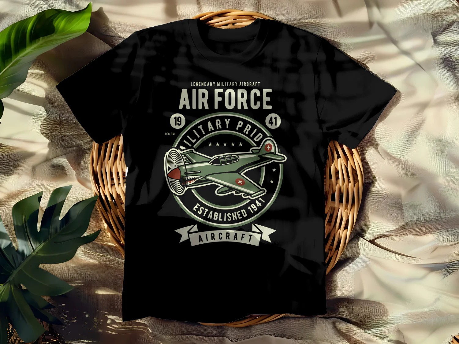 Vintage Air Force Aircraft Design Established 1941 Military Pride Graphic Tee