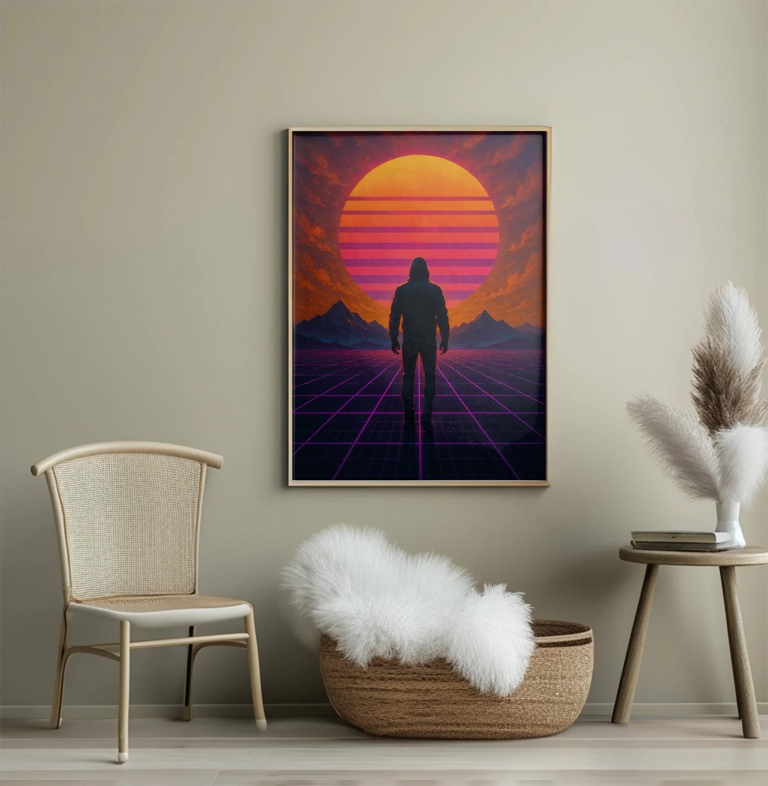 Retro Futuristic Sunset Adventure Art Print