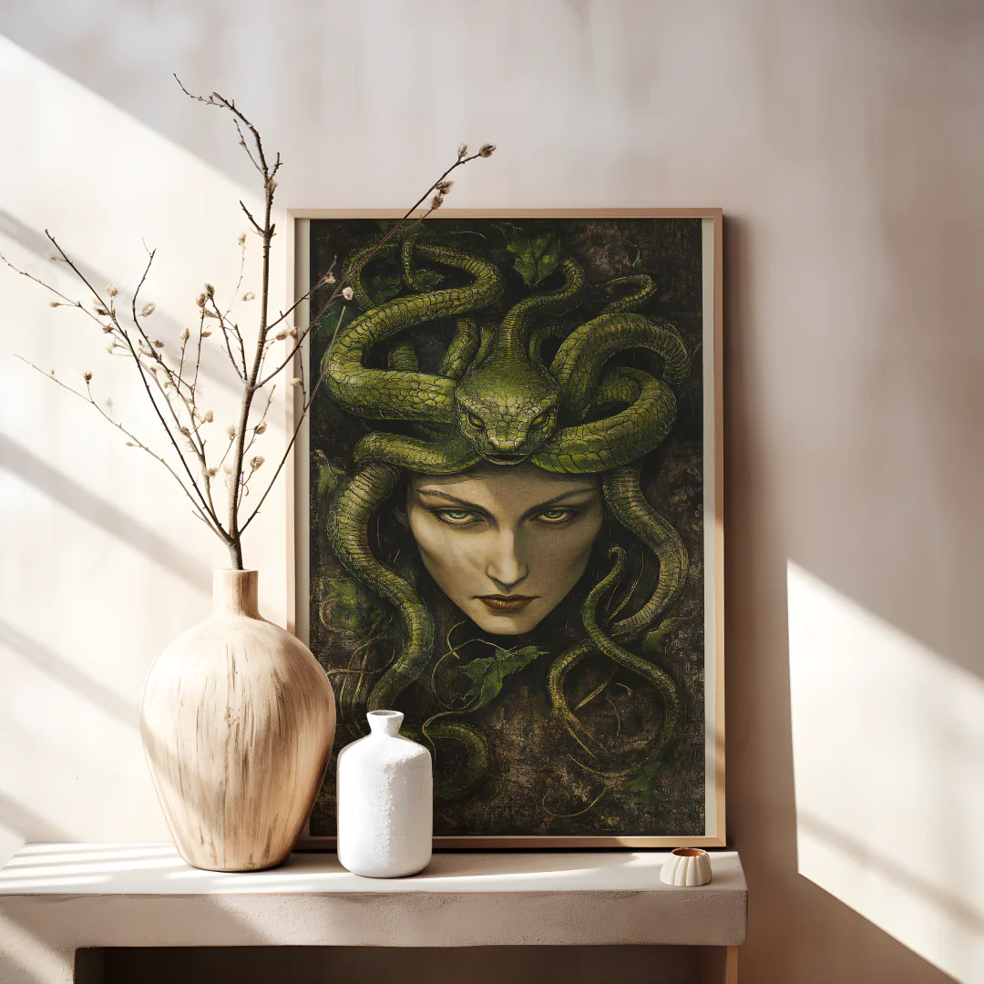 Serpentine Goddess Wall Art Printable for Unique Home Décor