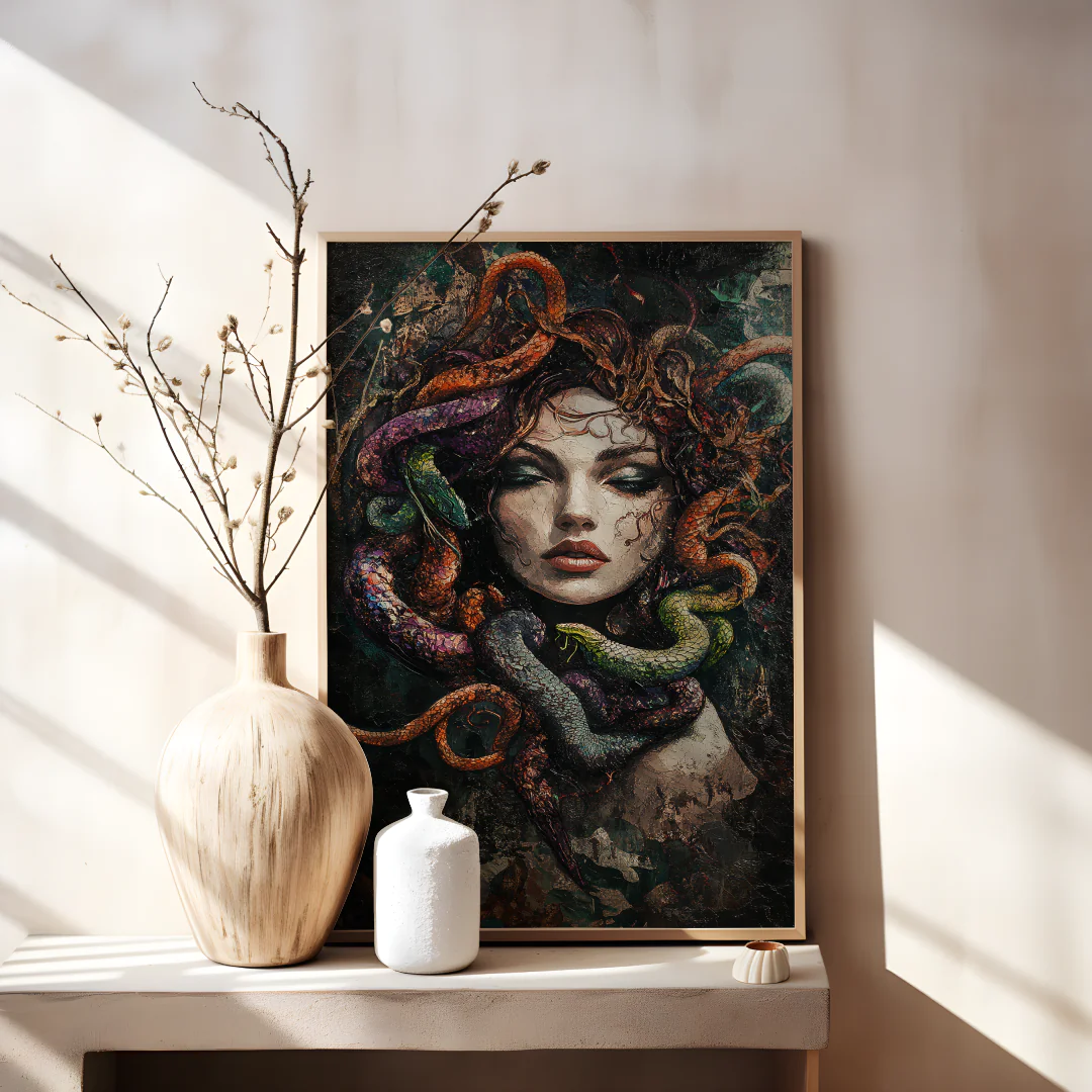 Mystical Serpent Goddess Wall Art Printable Design for Unique Home Decor(1744385556)