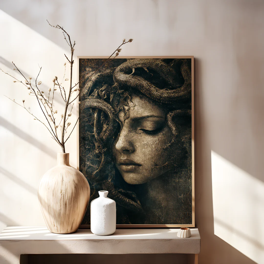 Mystical Serpent Woman Printable Wall Art for Unique Home Decor