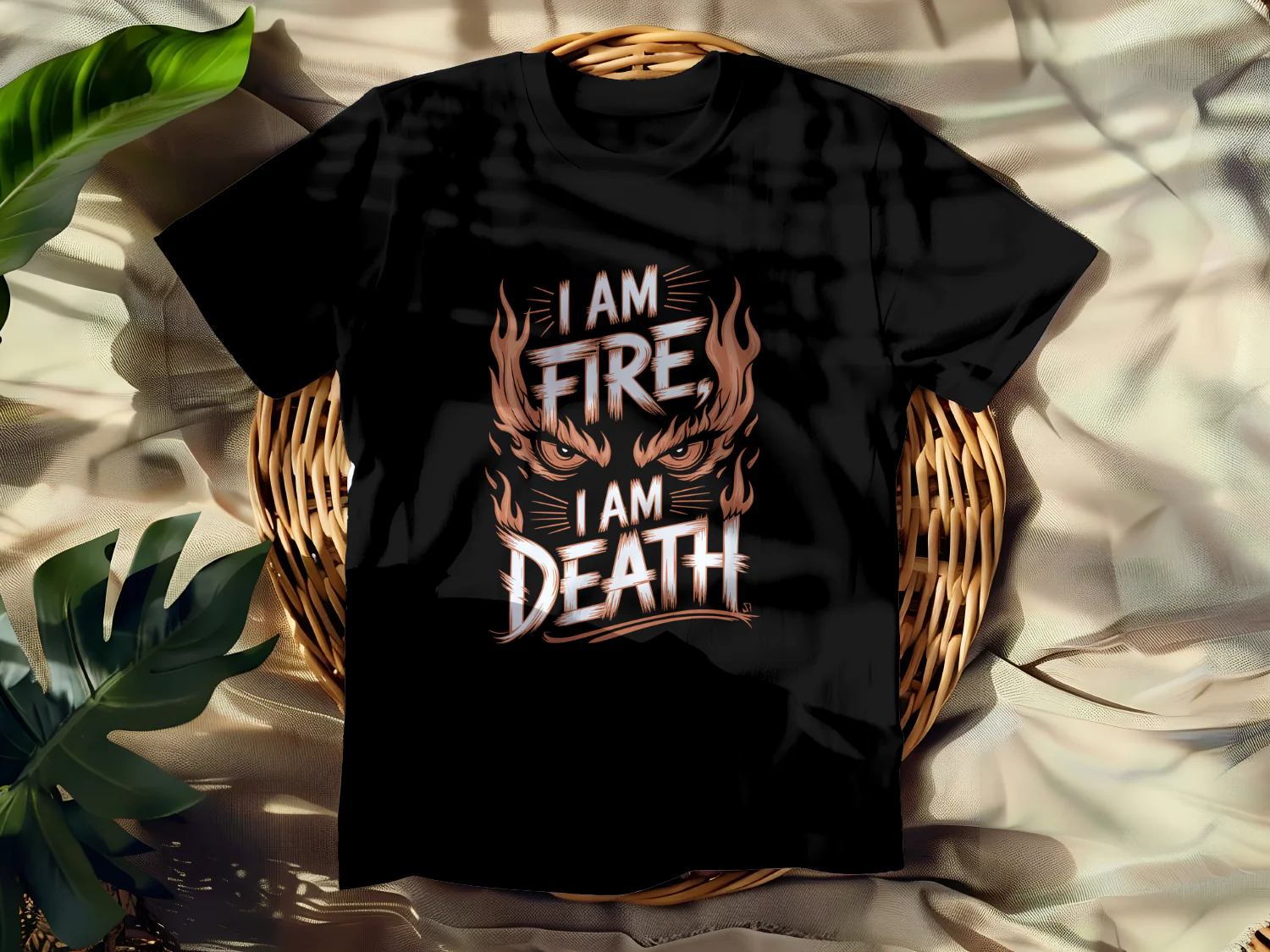 I Am Fire, I Am Death Bold T-Shirt Design