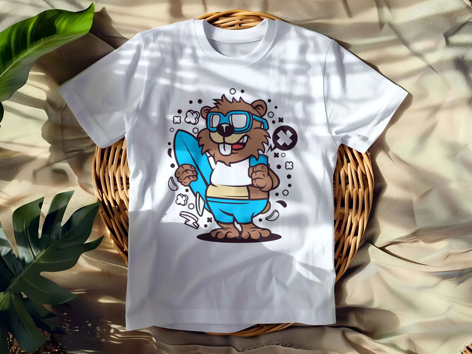 Cool Surfing Beaver T-Shirt Design for Fun Summer Vibes
