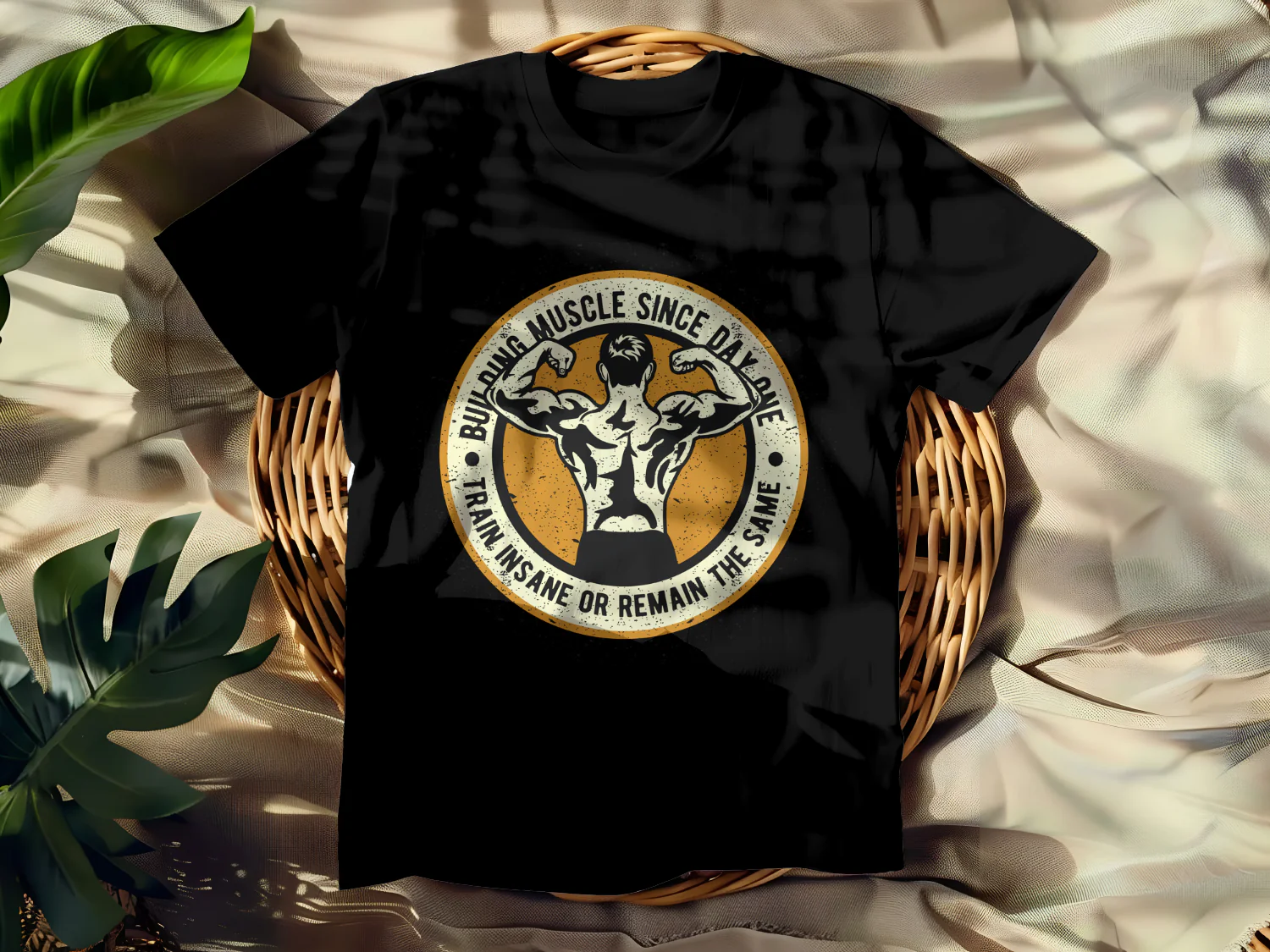 Building Muscle Since Day One T-Shirt Design Gym Motivation Fitness Training