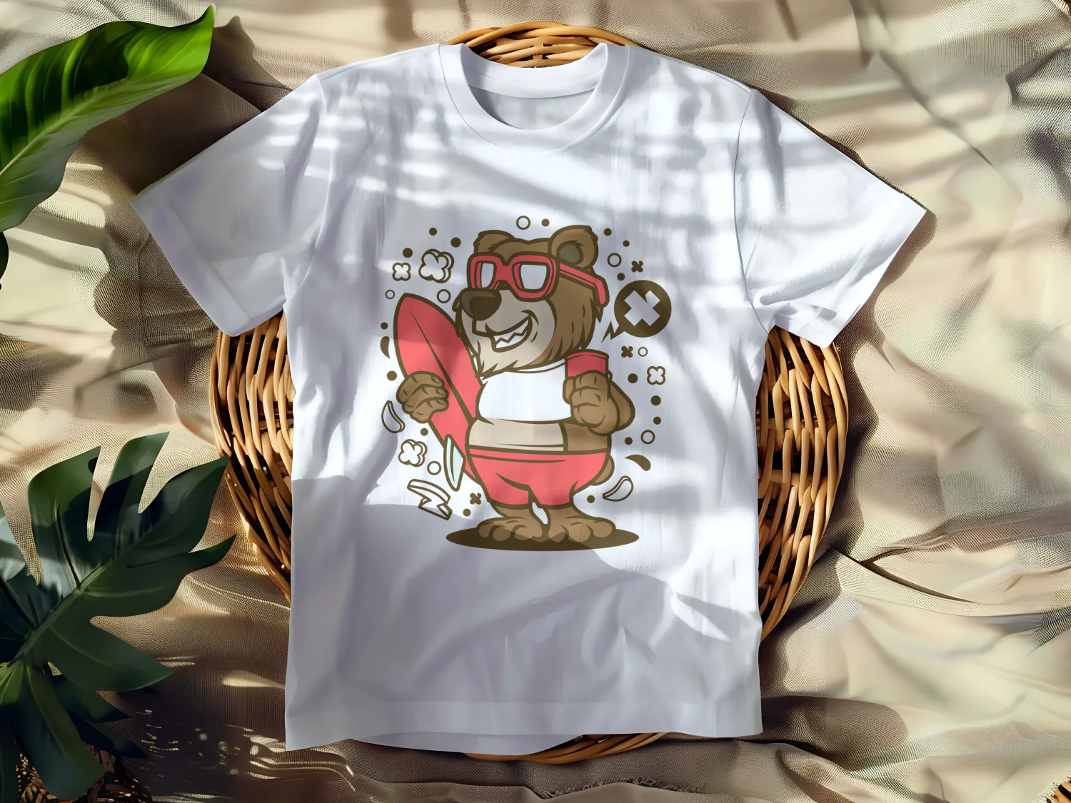 Cool Surfing Bear T-Shirt Design for Summer Fun
