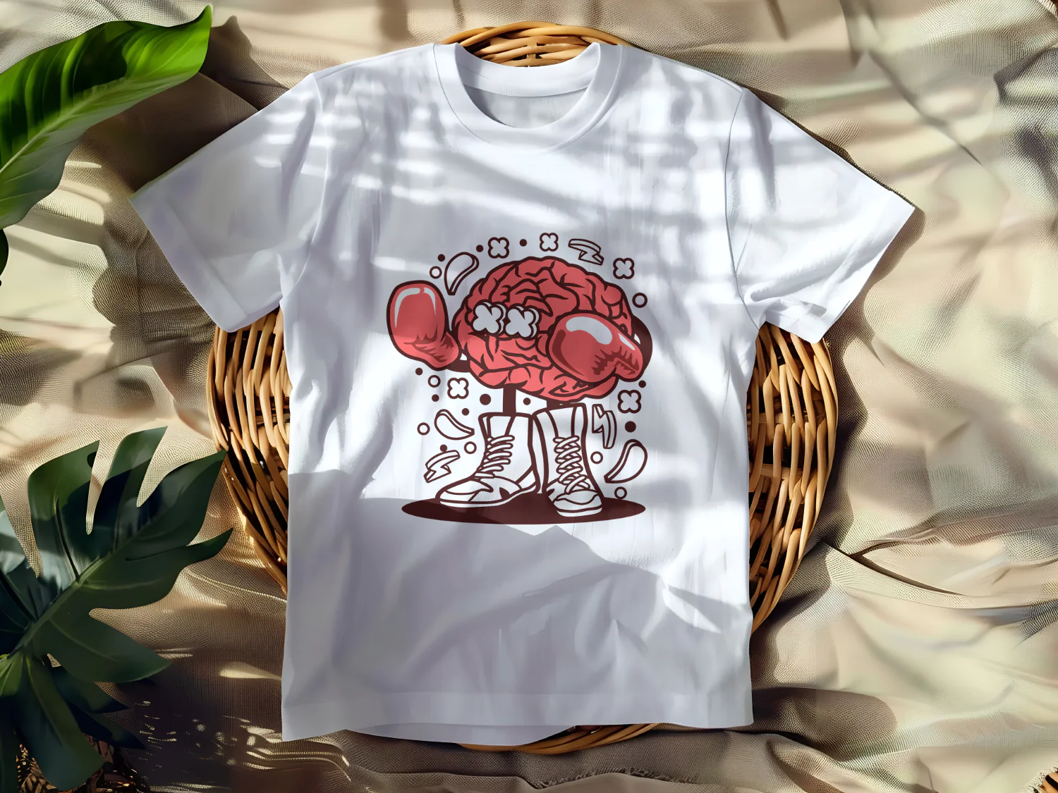 Boxing Brain T-Shirt Design Fun and Quirky Illustration for Fitness Enthusiasts